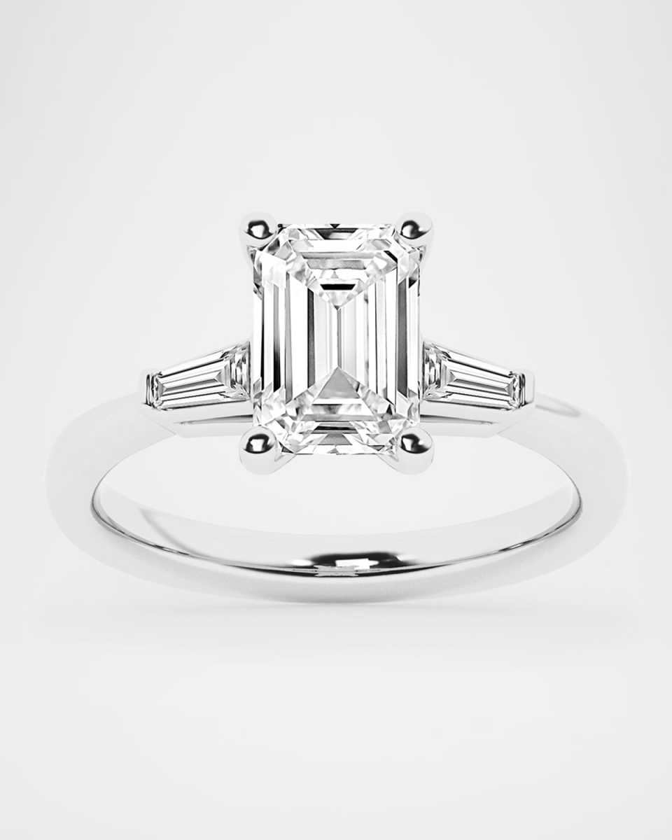 Lab Grown Diamond 18K White Gold Emerald Cut Ring, 3.25tcw, Size
